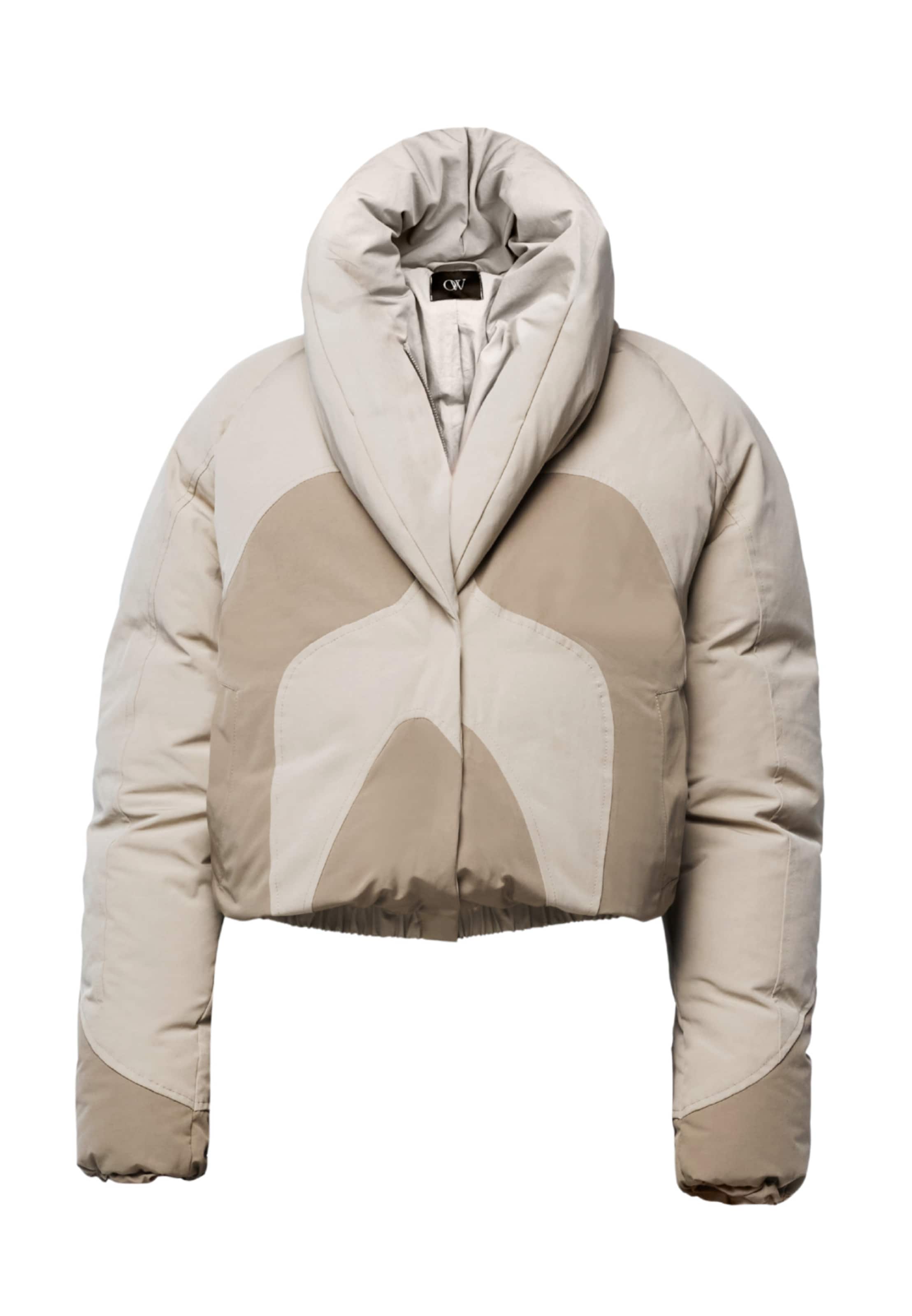 OW Collection Winterjas 'Swirl' in Beige: voorkant