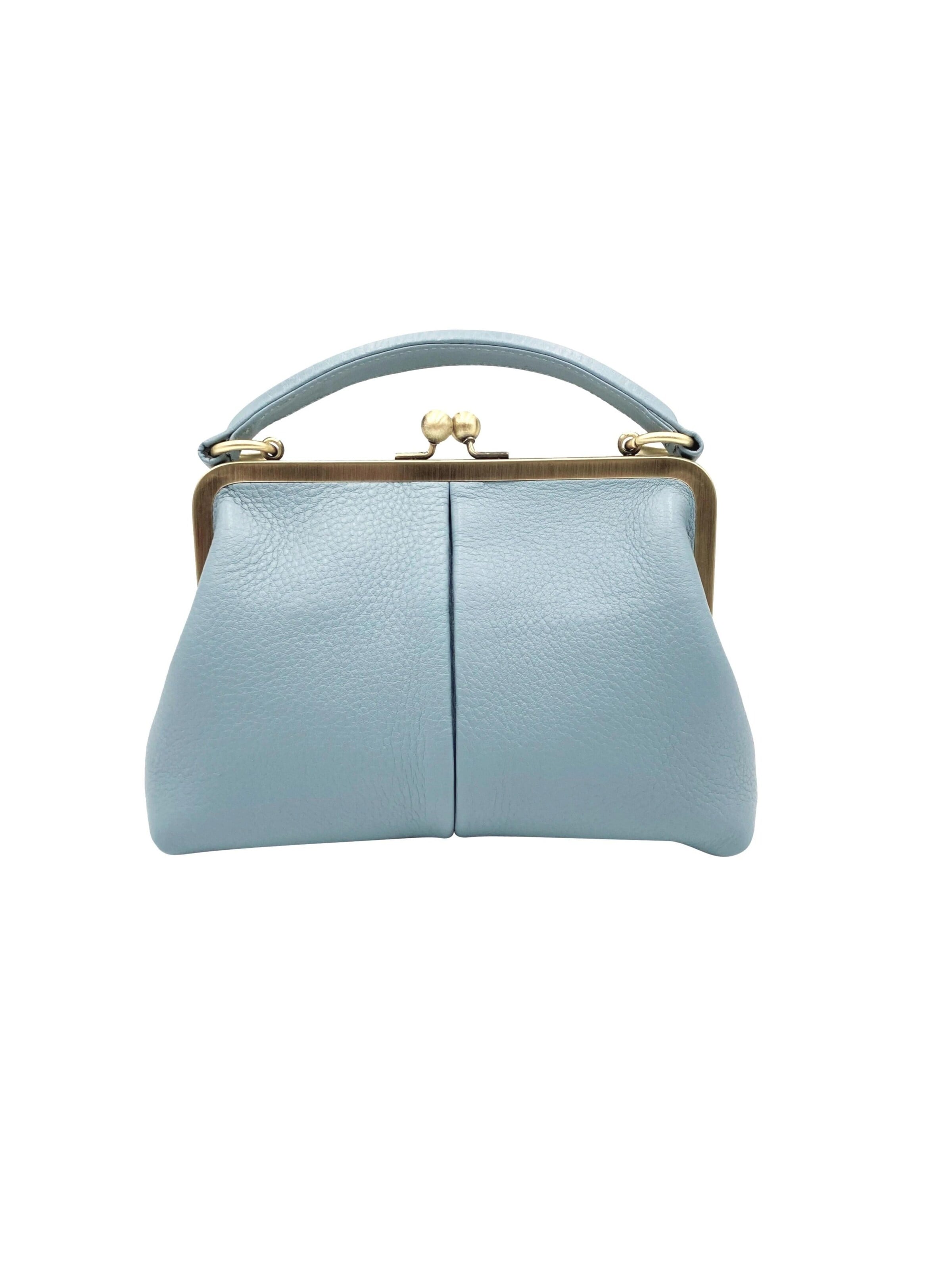 Taschenkinder Handbag 'Kleine Olive – Leder Handtasche & Umhängetasche' in Blue: front