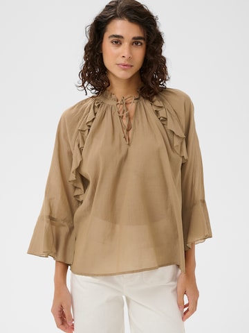 Camicia da donna 'Flora' di Kaffe in beige: frontale