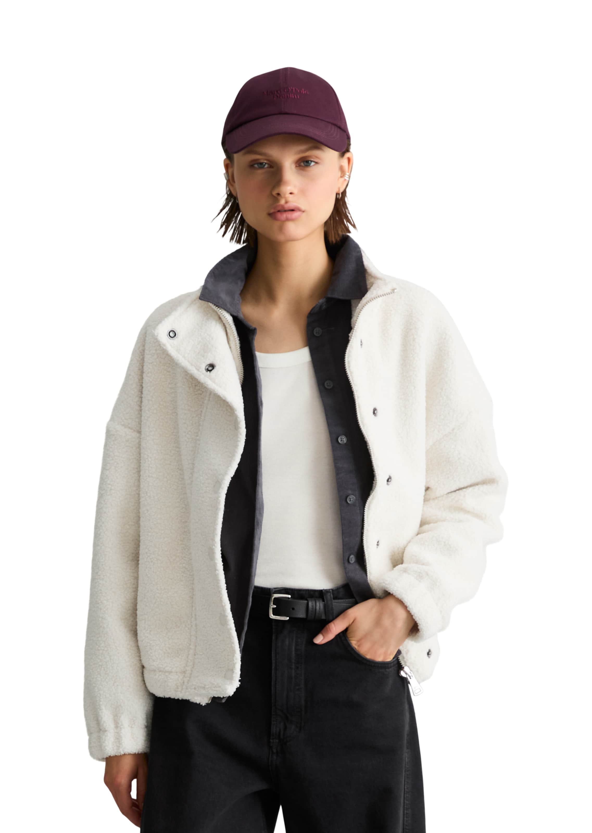 Marc O'Polo DENIM Fleece jas in Wit: voorkant