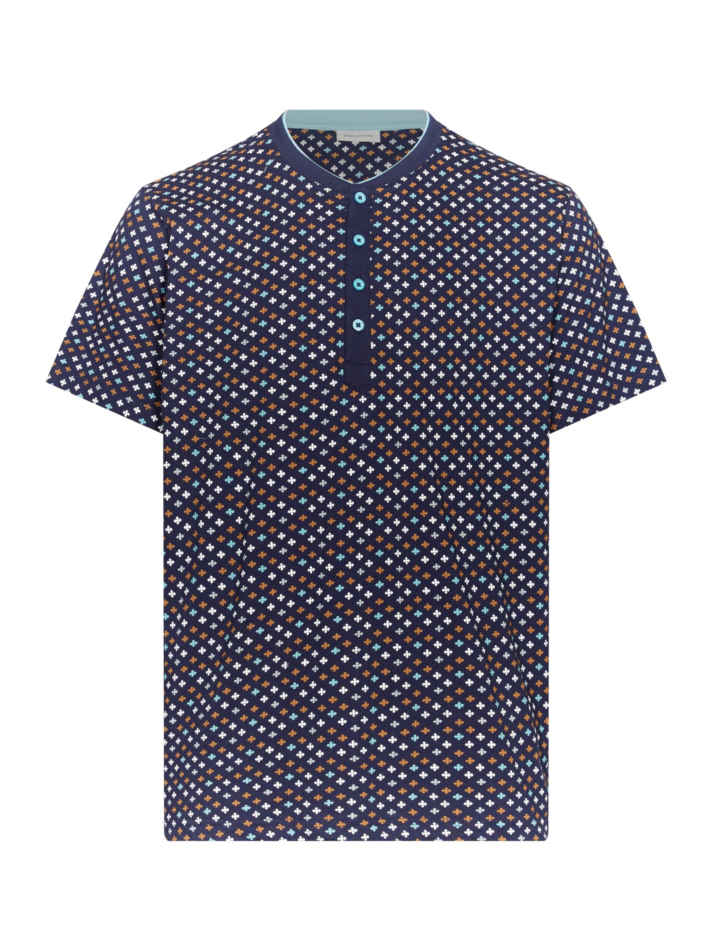 Pyjama court 'Shortama with buttons' Pastunette en bleu : devant