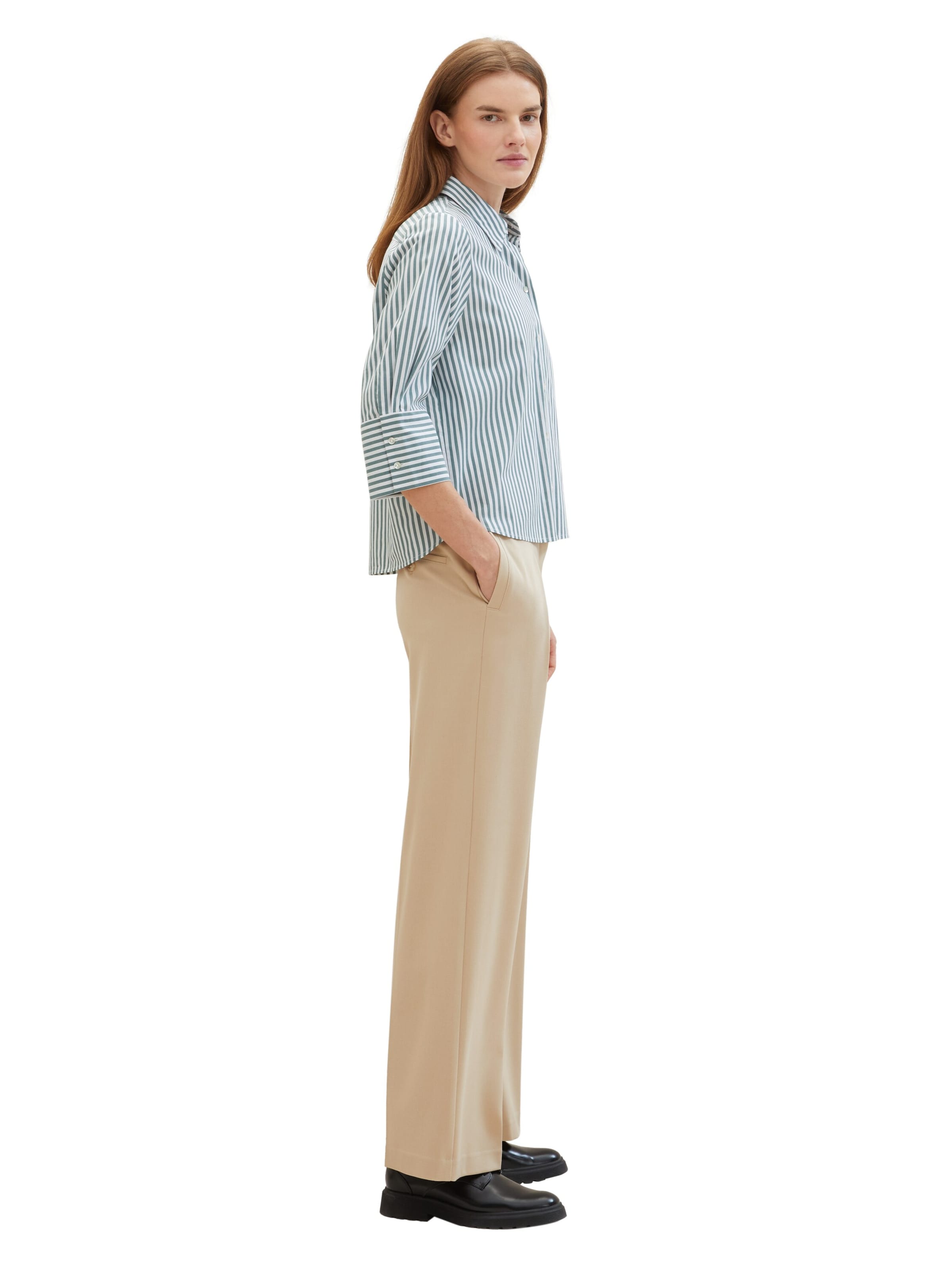 TOM TAILOR Wide leg Pleat-Front Pants &#x27;Lea&#x27; in Beige