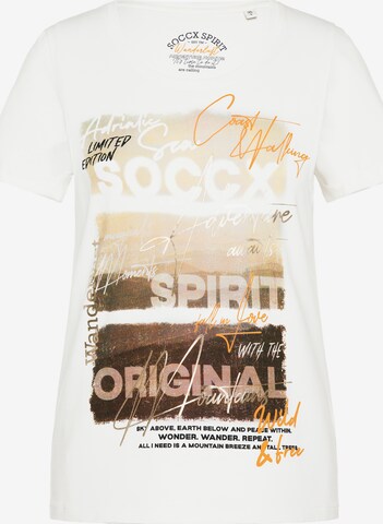 Soccx - Camisa 'Wanderlust' em branco: frente