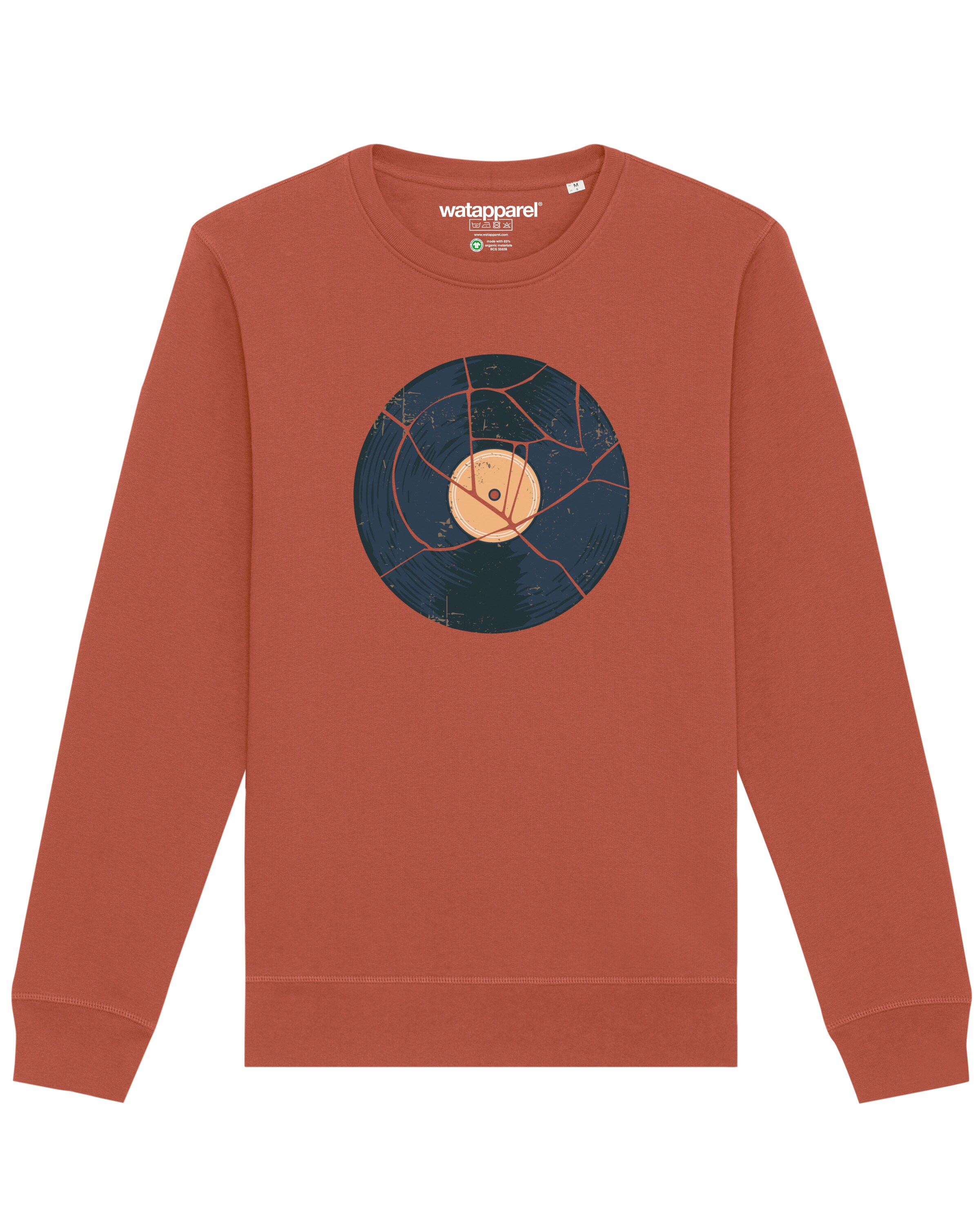 Sweat-shirt ' Broken Vinyl ' Watapparel en marron : devant