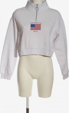 H&M Sweatshirt & Zip-Up Hoodie in S in White: front
