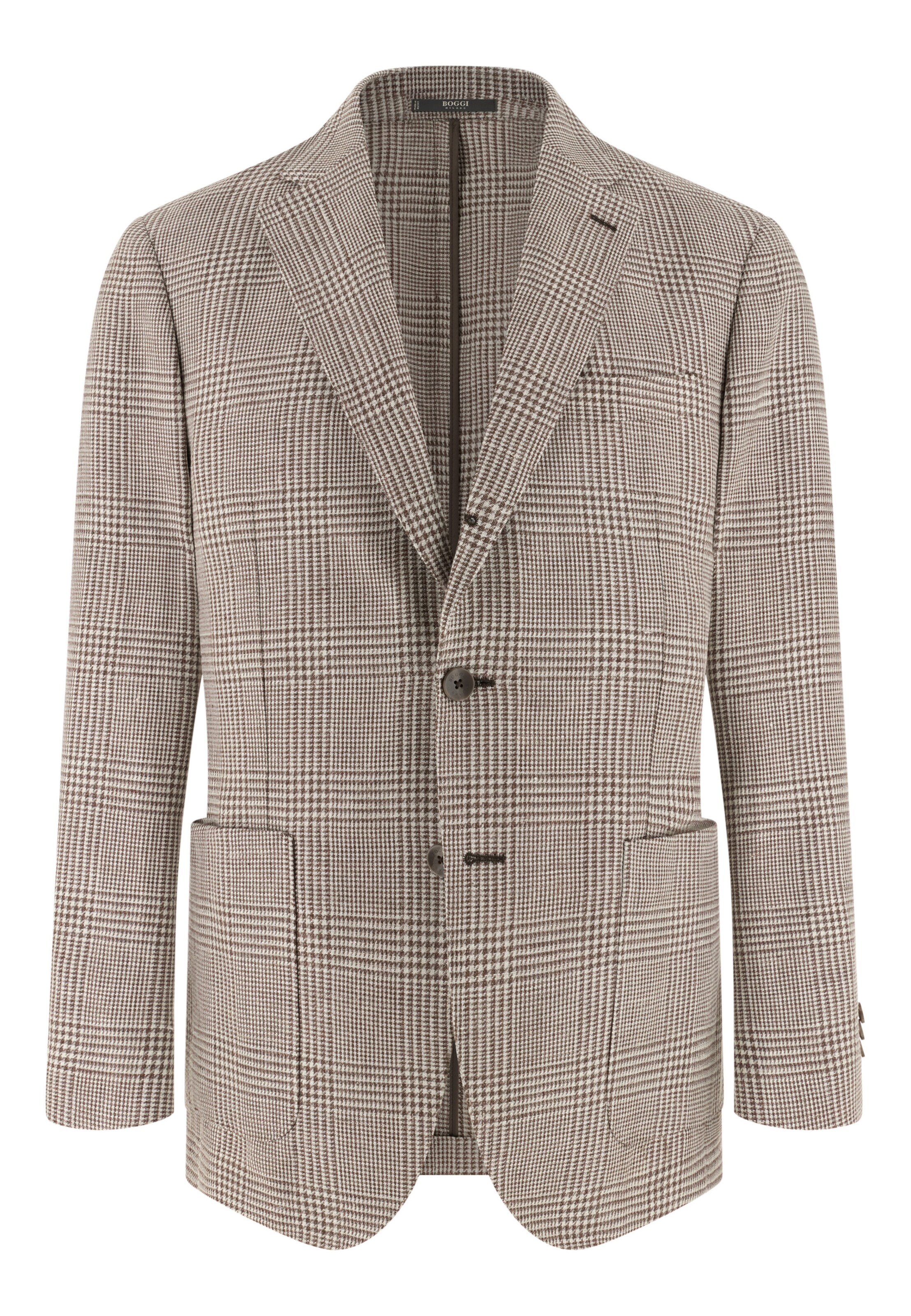Boggi Milano Regular Fit Sakko ' Prince of Wales' in Braun: Vorderseite