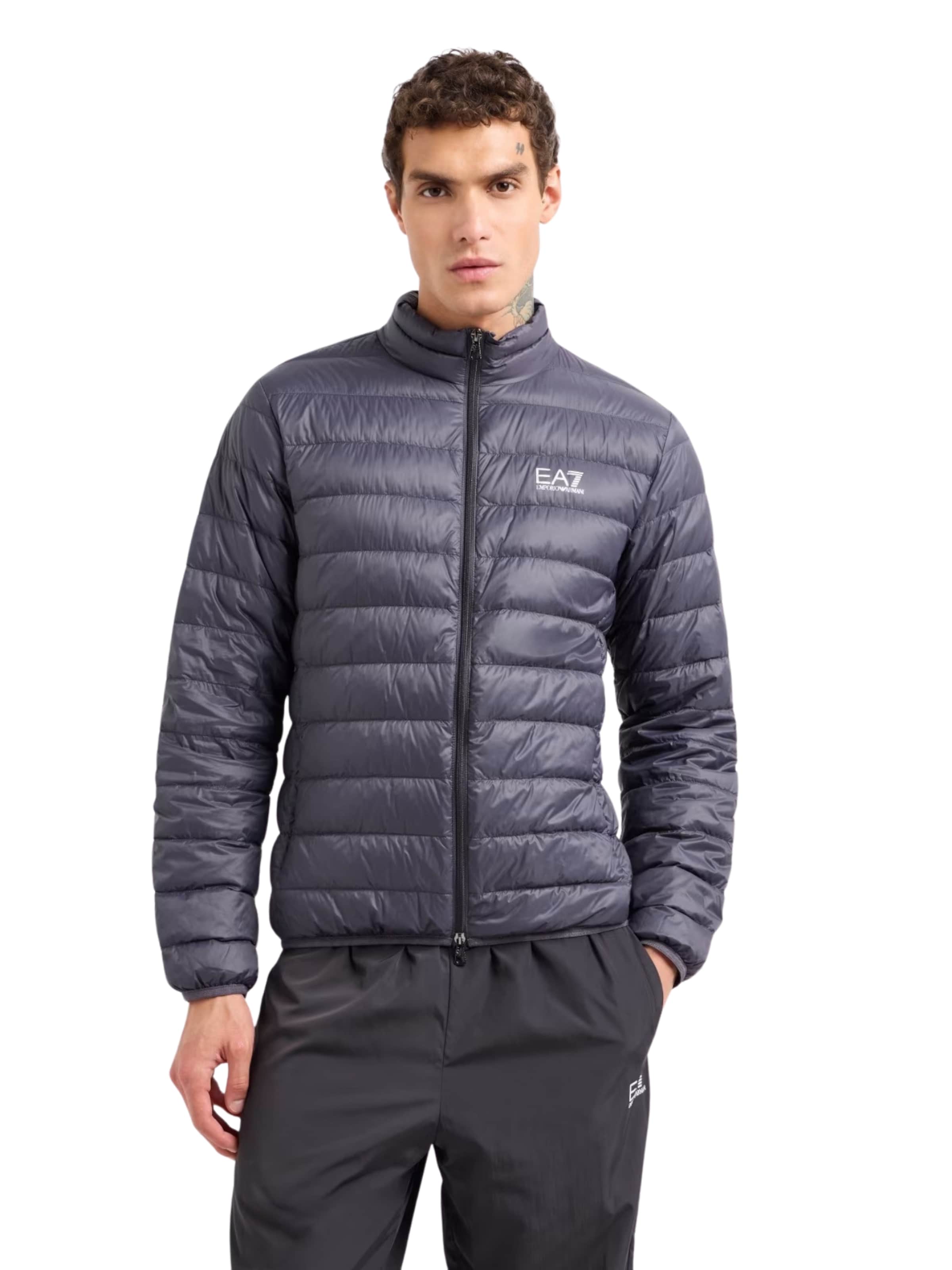 EA7 Emporio Armani Kevad-sügisjope 'Core Identity', värv hall: eest vaates