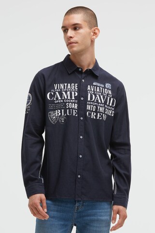 CAMP DAVID Regular fit Button Up Shirt in Blue: front