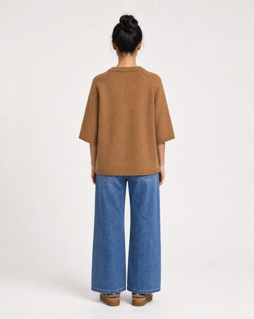 Smith&Soul Kurzarm-Pullover mit Schalkragen in Braun