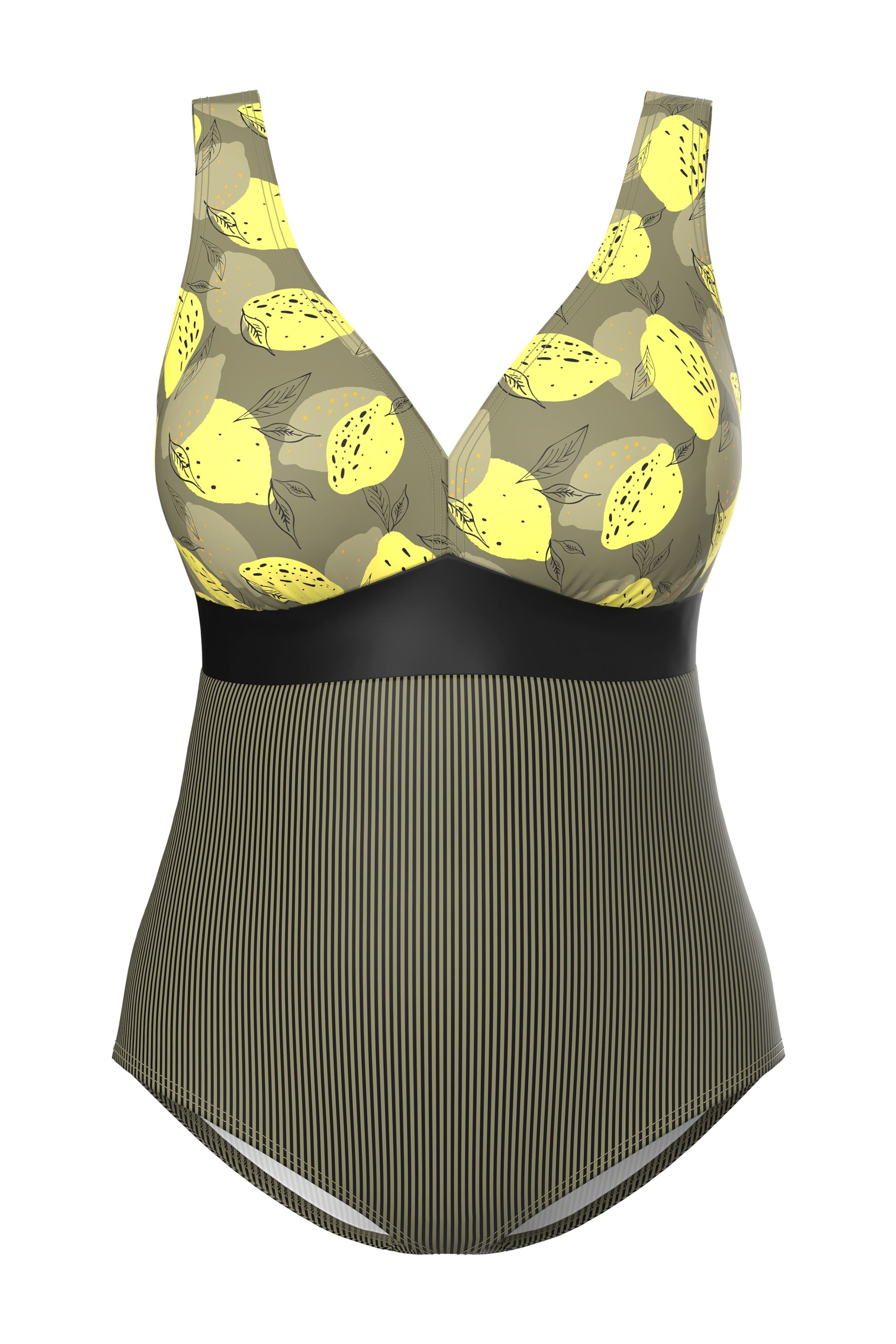 Ulla Popken Bustier Badpak in Groen: voorkant