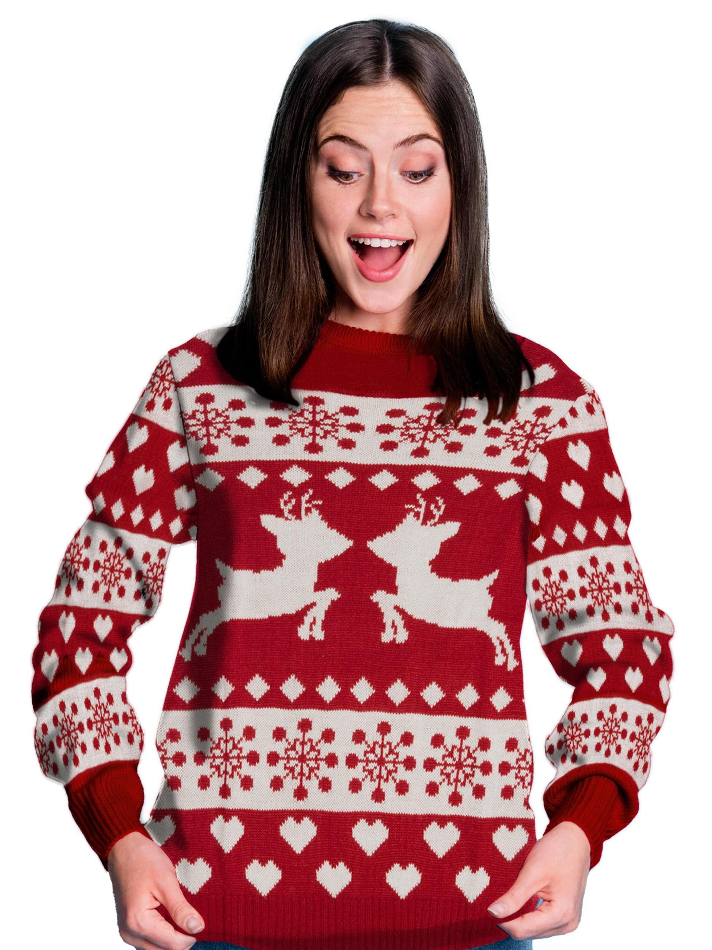 United Labels Sweater 'Weihnachtspullover Rentiere' in Red: front