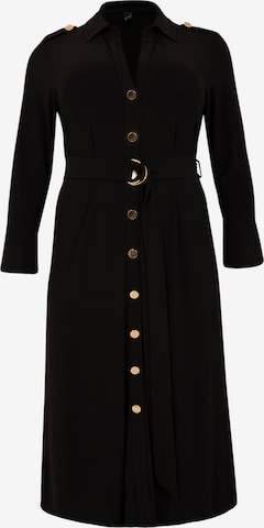 Yoek Shirt Dress in Black: front