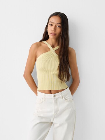 Bershka Knitted Top in Yellow: front