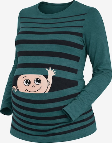 M.M.C. Shirt 'Winke Winke Umstandslangarmshirt' in Green: front