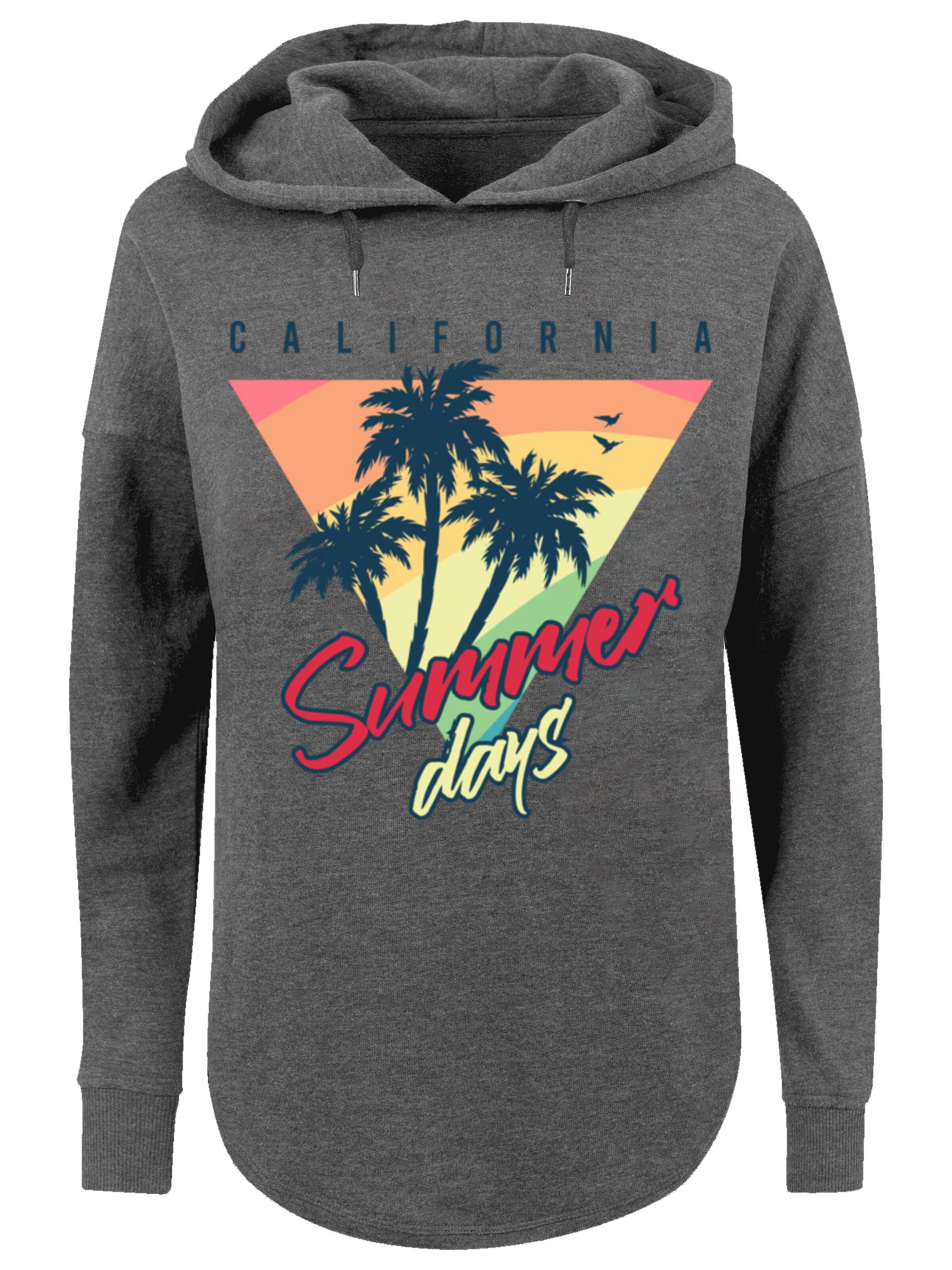 F4NT4STIC Sweatshirt 'California Palmen Retro' in Grijs: voorkant