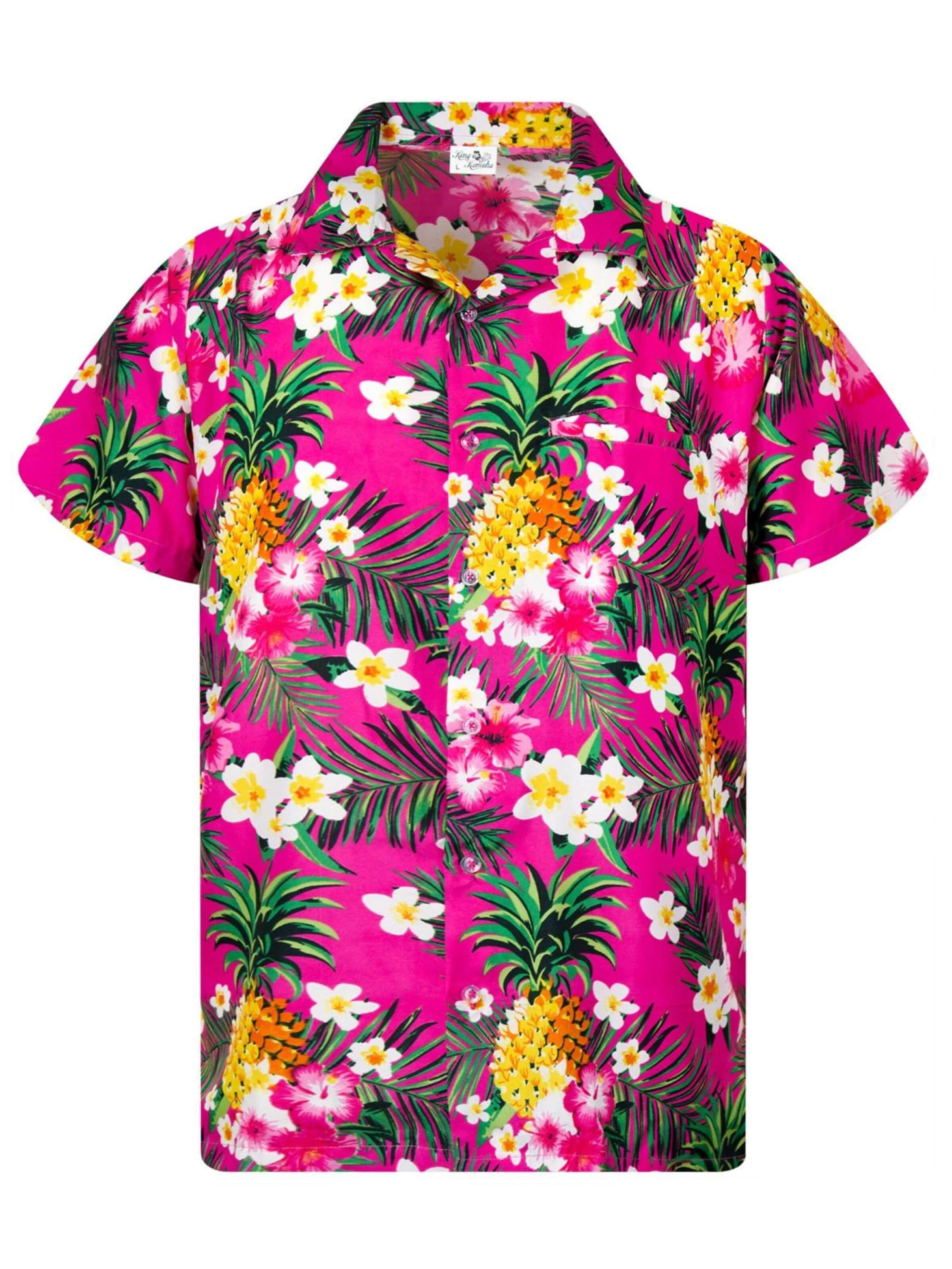Maglietta 'Pineapple Flowers' di King Kameha in rosa: frontale