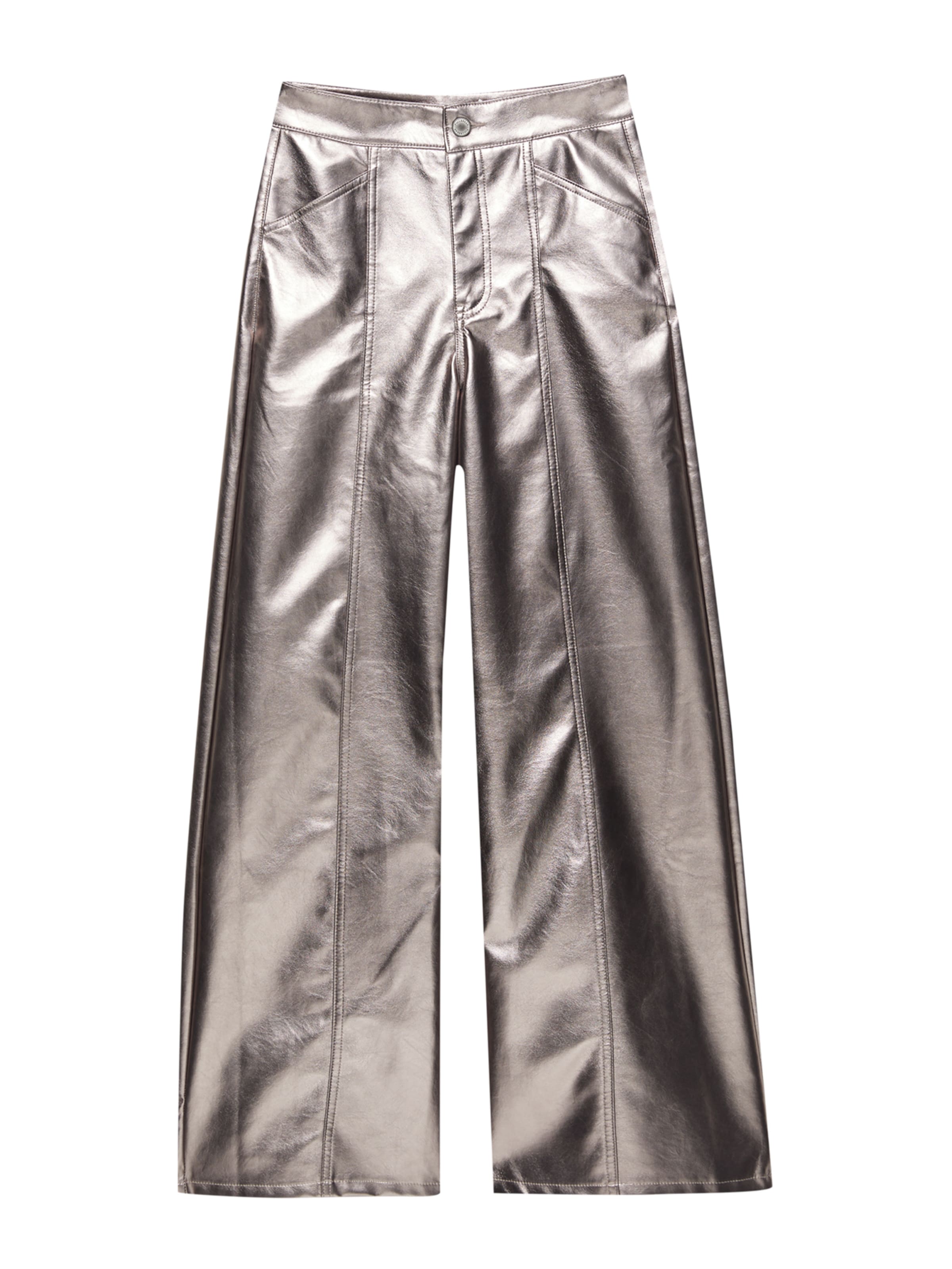 Pull&Bear Zvonové kalhoty Kalhoty – stříbrná: přední strana