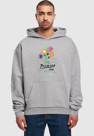 Merchcode Sweatshirt 'Apoh - Picasso Flowers of Peace' in Grijs: voorkant