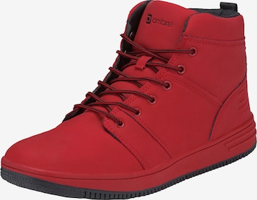 Baskets hautes Ombre en rouge : devant