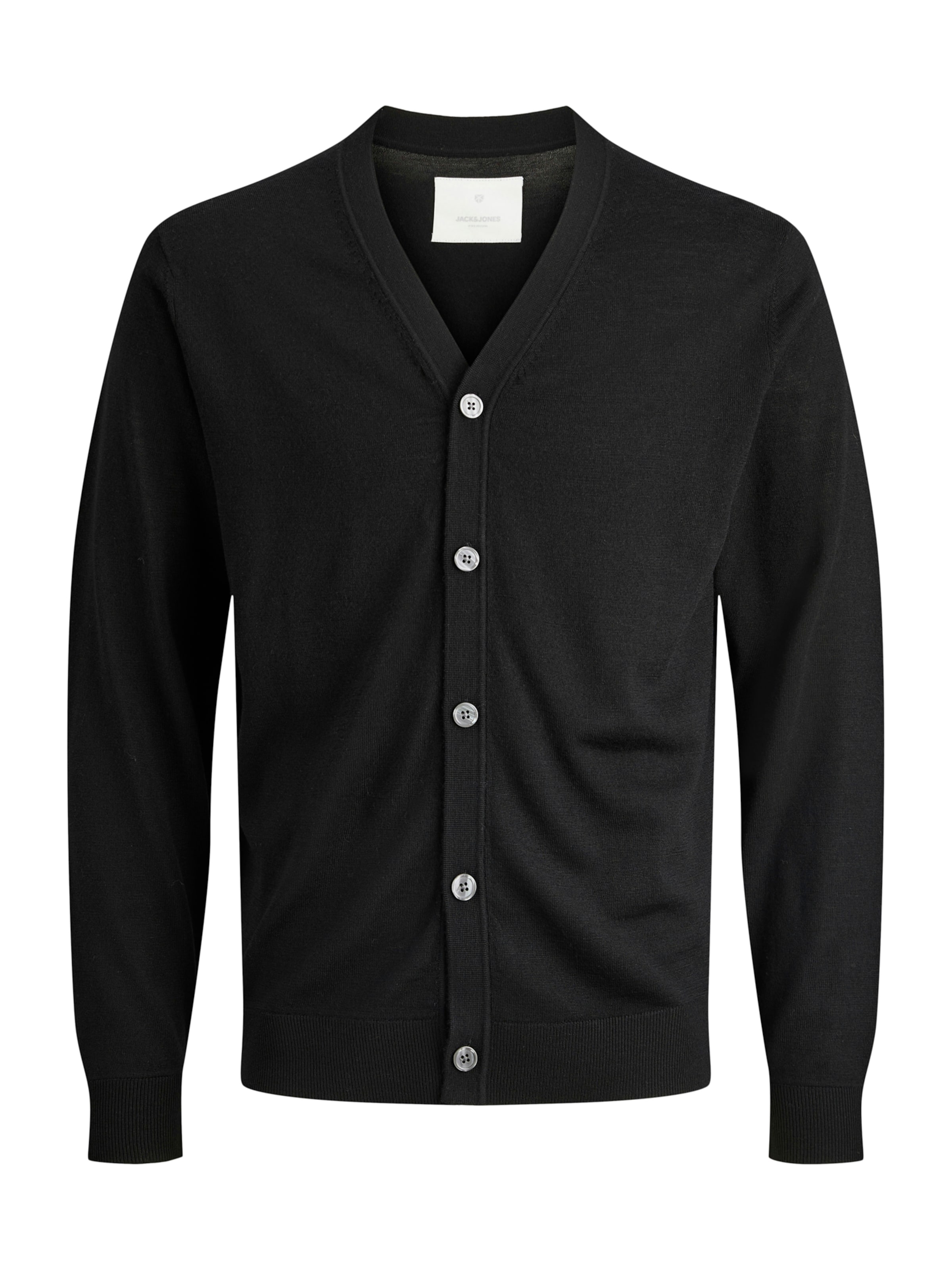 Jack & Jones Premium Knit Cardigan in Black: front