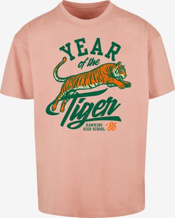 F4NT4STIC Shirt 'Stranger Things Hawkins Year of The Tiger 86 Netflix TV Series' in Oranje: voorkant