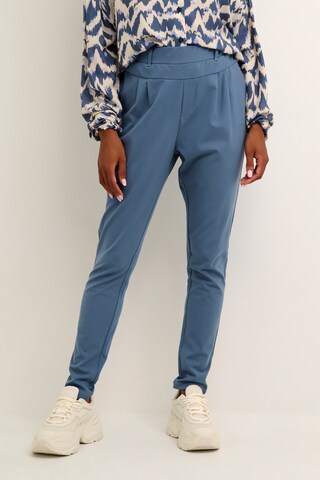 Kaffe Skinny Pleat-Front Pants 'Jillian' in Blue: front