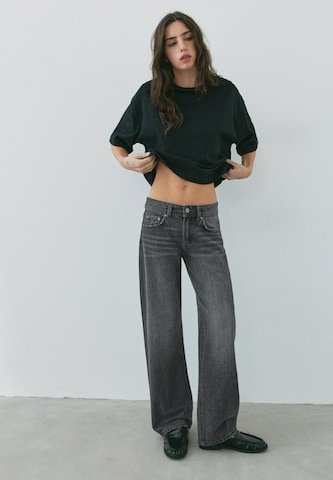 Pull&Bear Широки крачоли Дънки в сиво