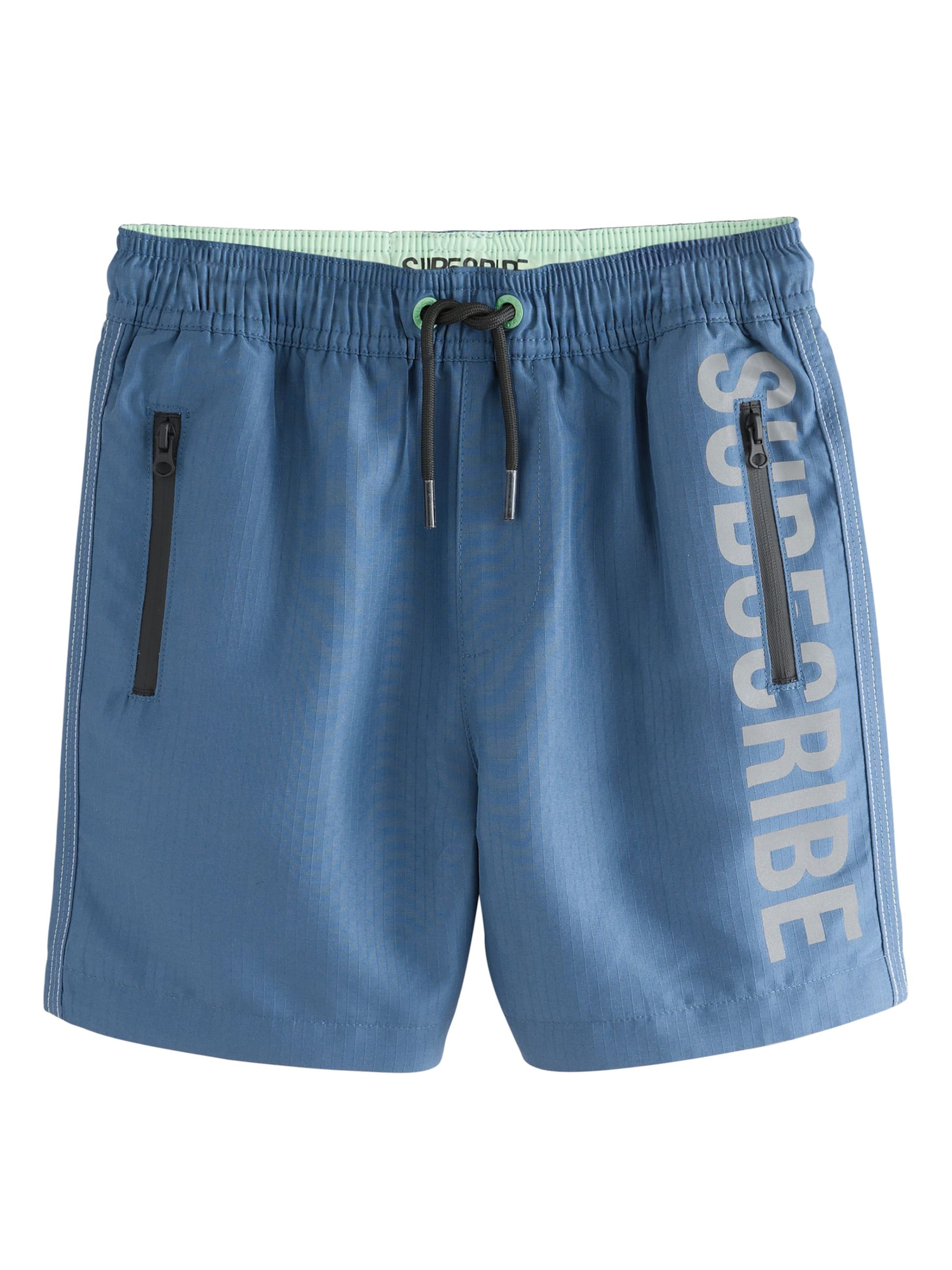 Șorturi de baie 'Subscribe' de la Next pe albastru: față