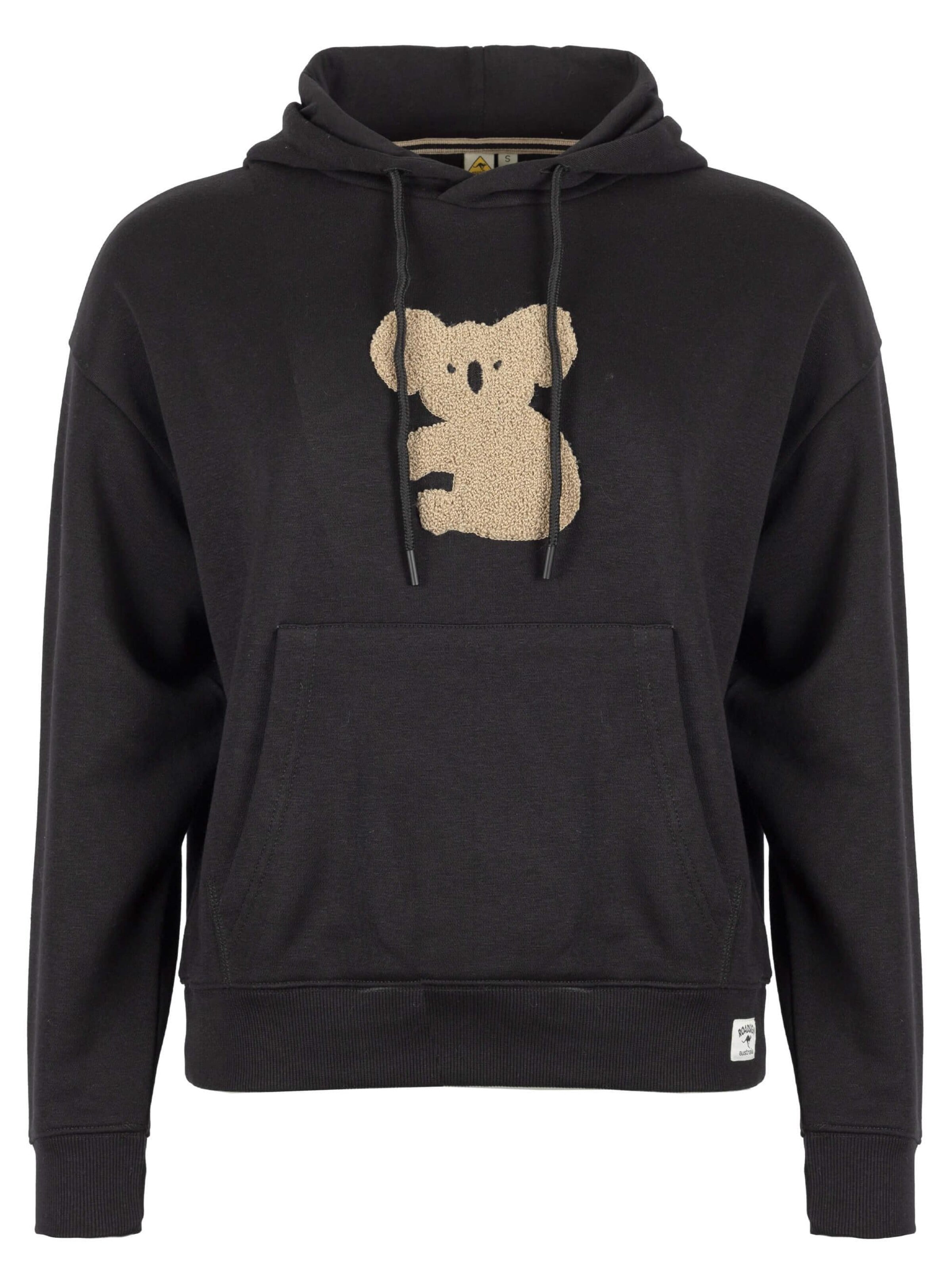 ROADSIGN australia Sweatshirt 'Hoodie Koala mit Koala Stickerei & Kapuzen Detail'‌‌‌‌‌ in Schwarz: Vorderseite