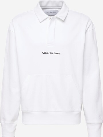 Calvin Klein Jeans Sweatshirt 'INSTITUTIONAL' in Weiß: predná strana