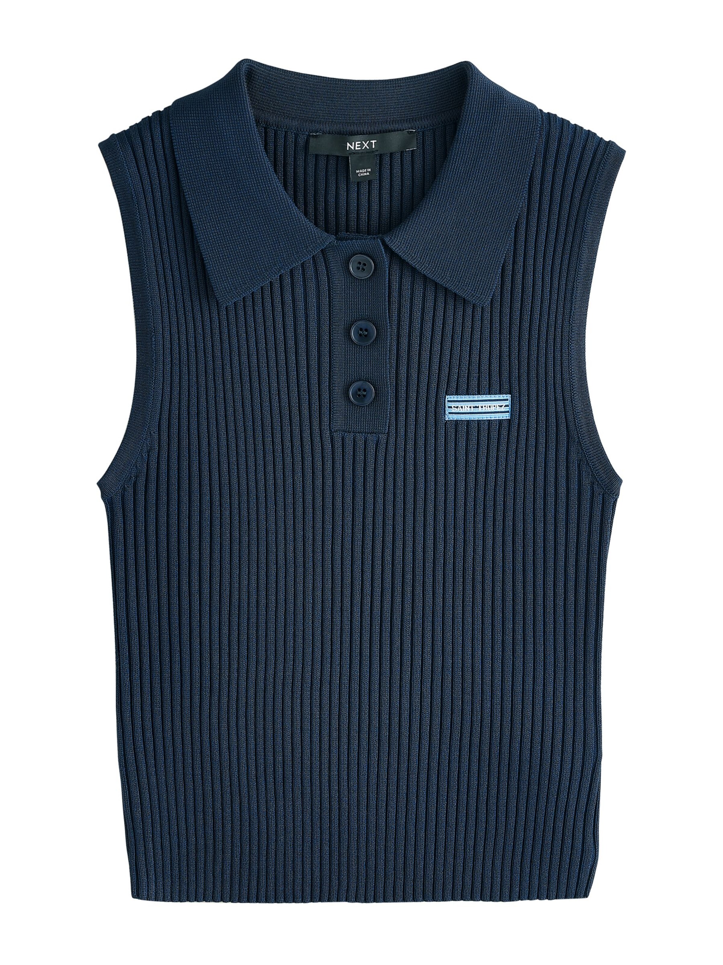 Next Top z dzianiny w kolorze niebieski: przód