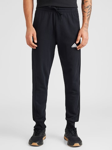 ADIDAS SPORTSWEAR Tapered Workout Pants 'Essentials' in Black: front