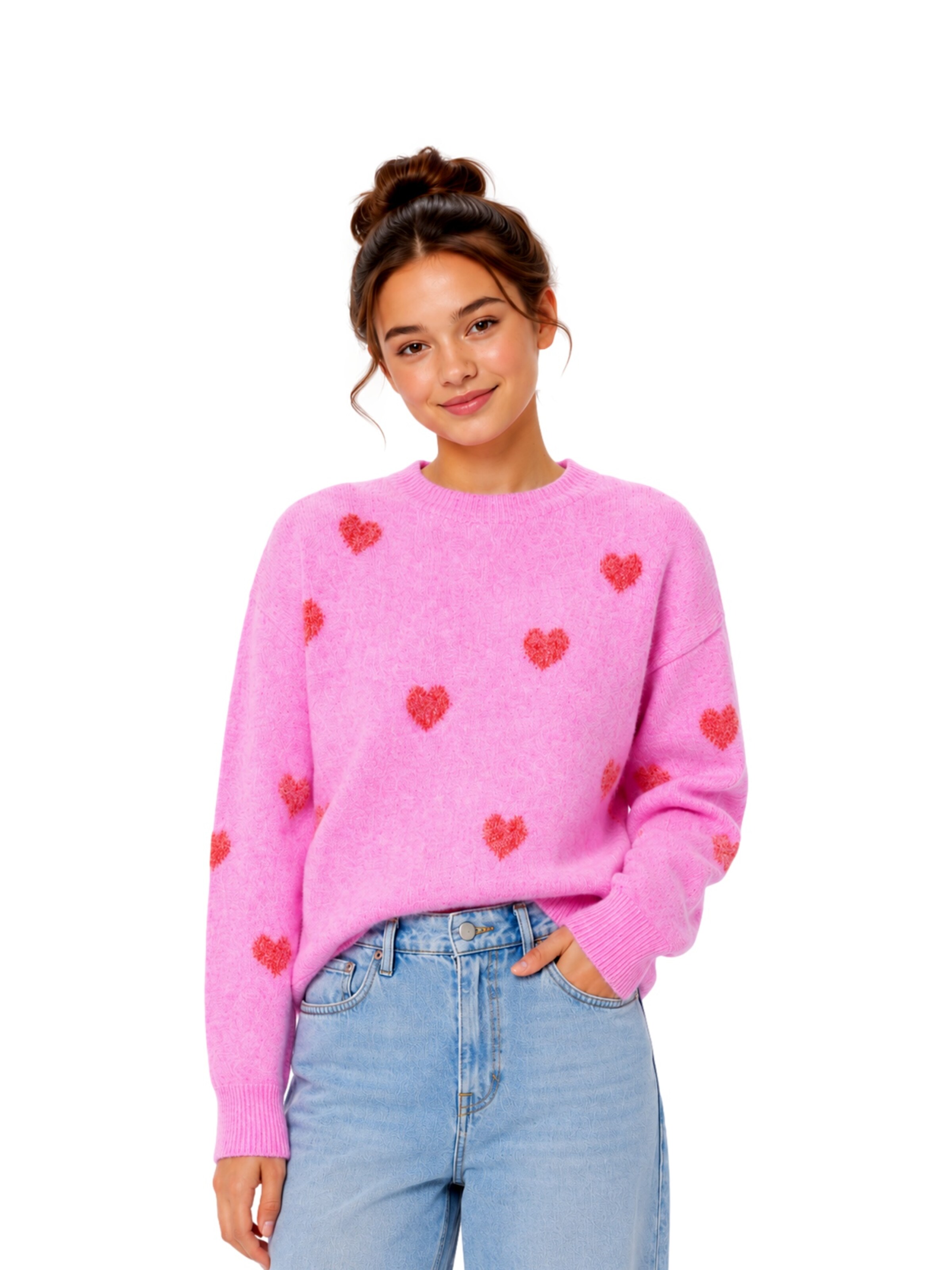 Pull-over 'KOGRica' ONLY GIRLS en rose : devant