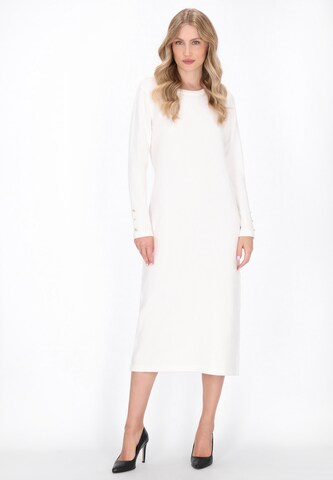 Robes en maille 'Classic' DreiMaster Klassik en blanc : devant