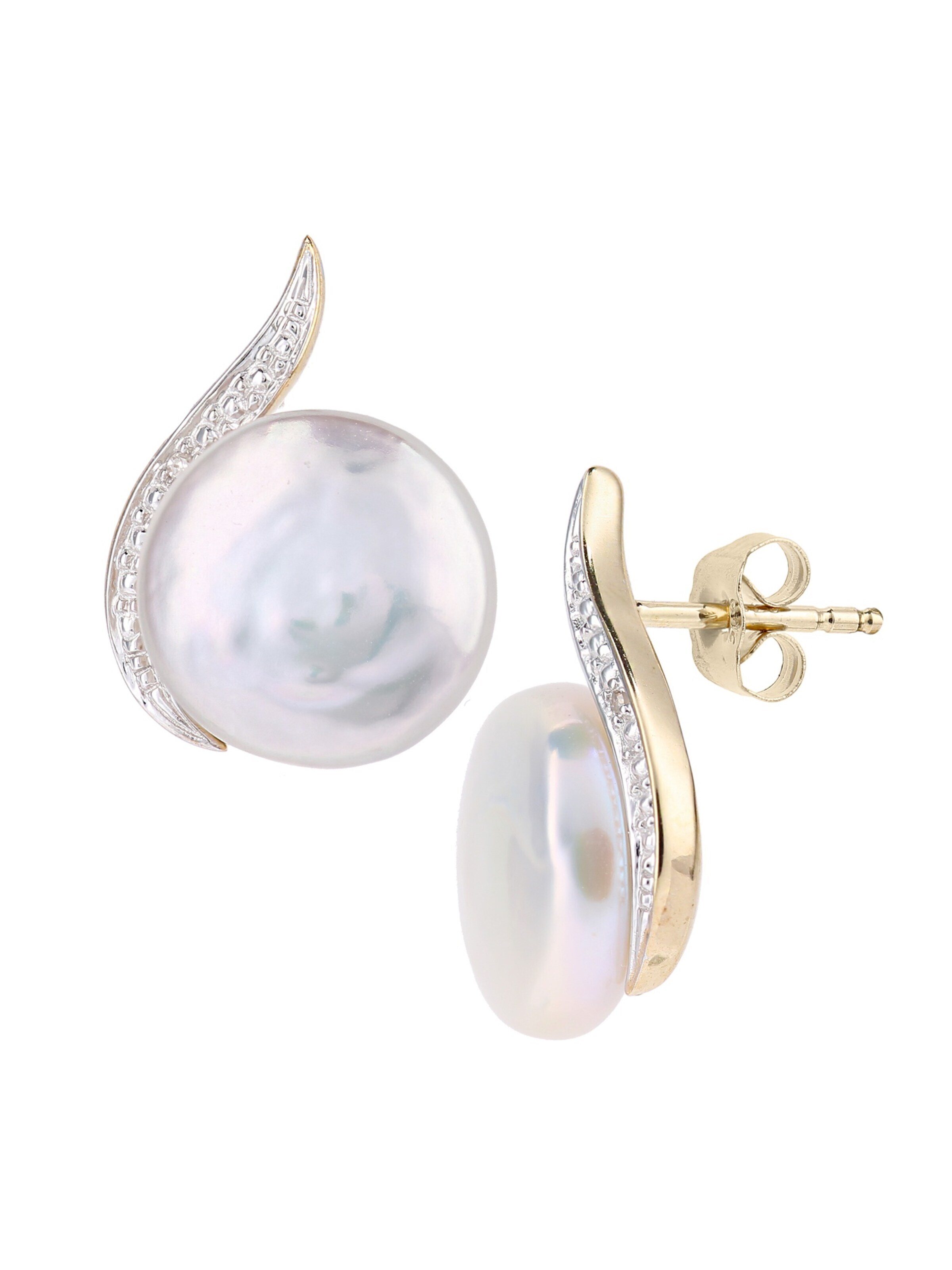 DIAMANT LETERNEL Ohrringe 'Ohrringe aus 375 Gelbgold mit 0.01 Karat Diamant mit Perle'‌ in Gold