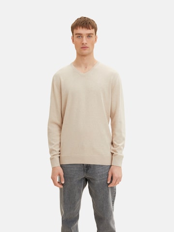 Coupe regular Pull-over TOM TAILOR en beige : devant