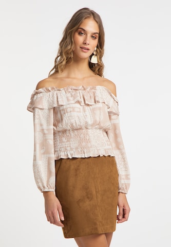 Camicia da donna di IZIA in beige: frontale