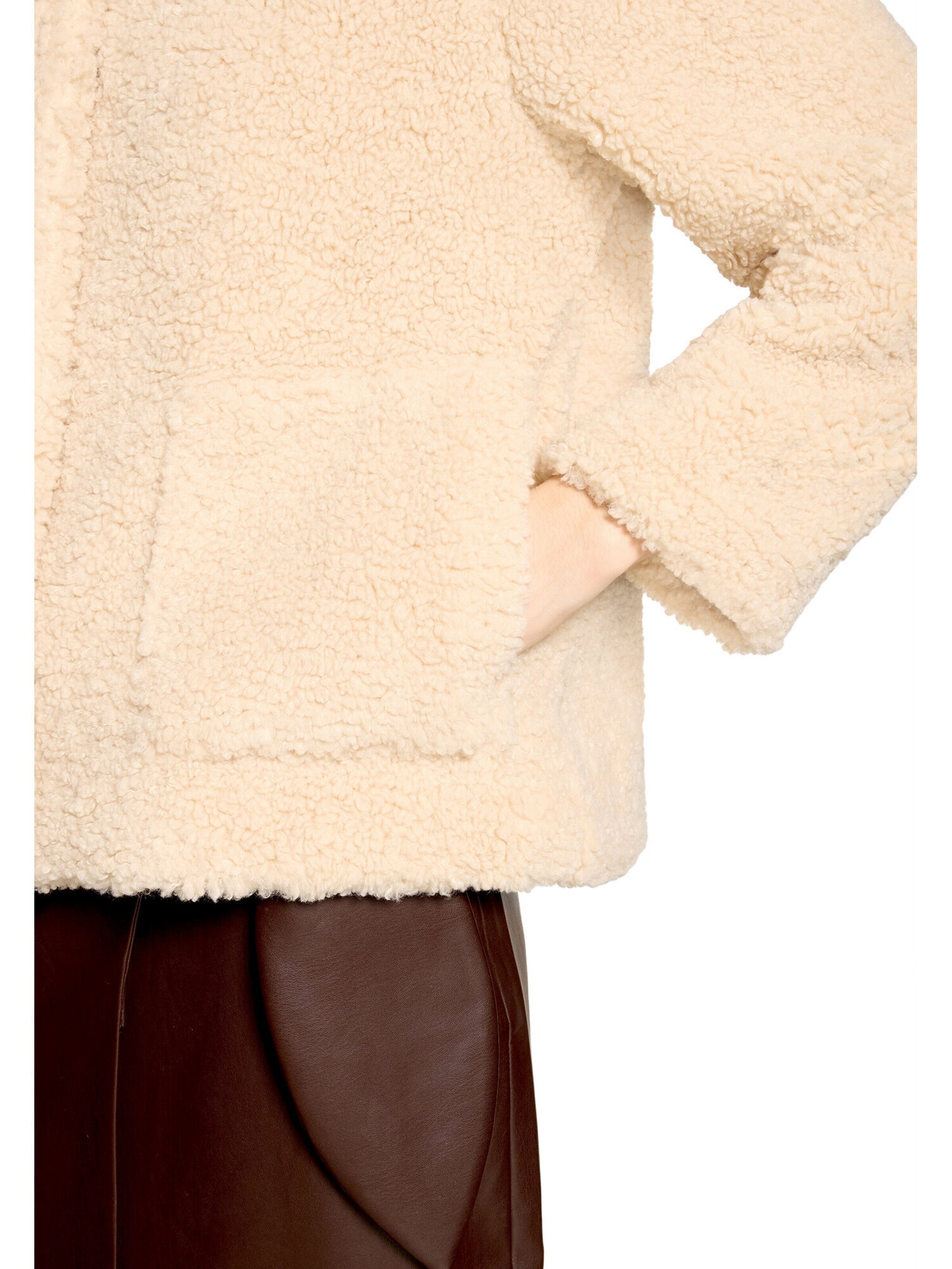 Cartoon Plüschjacke mit Kragen in Beige