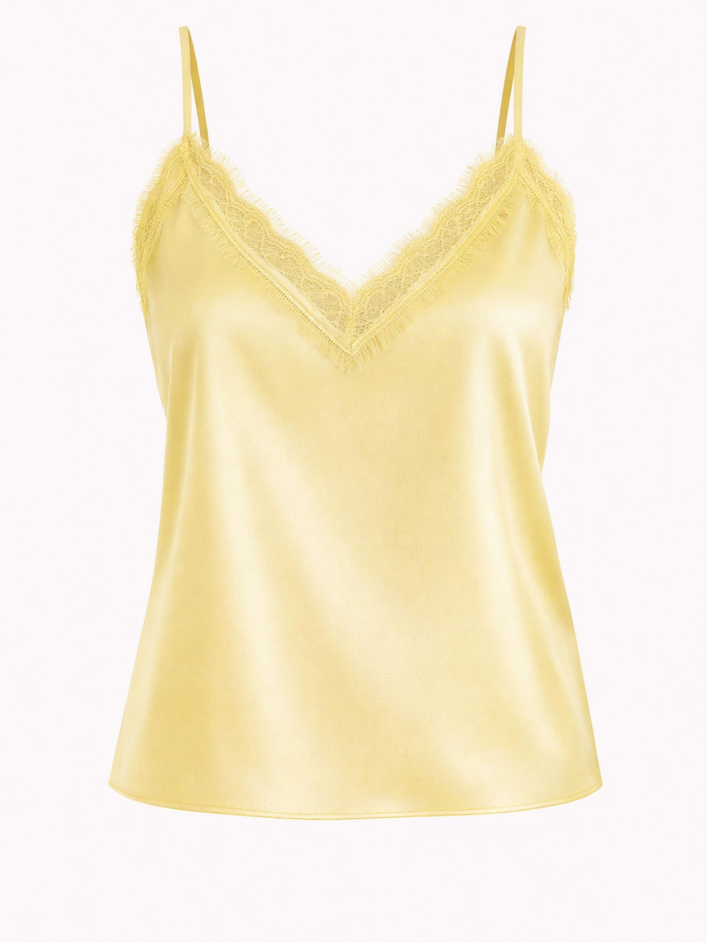 Worldclassca Top 'Spaghetti Lace Trim Top' in Yellow: front