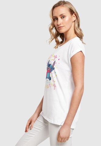 ABSOLUTE CULT Shirt 'Lilo And Stitch - Merry Rainbow' in Wit