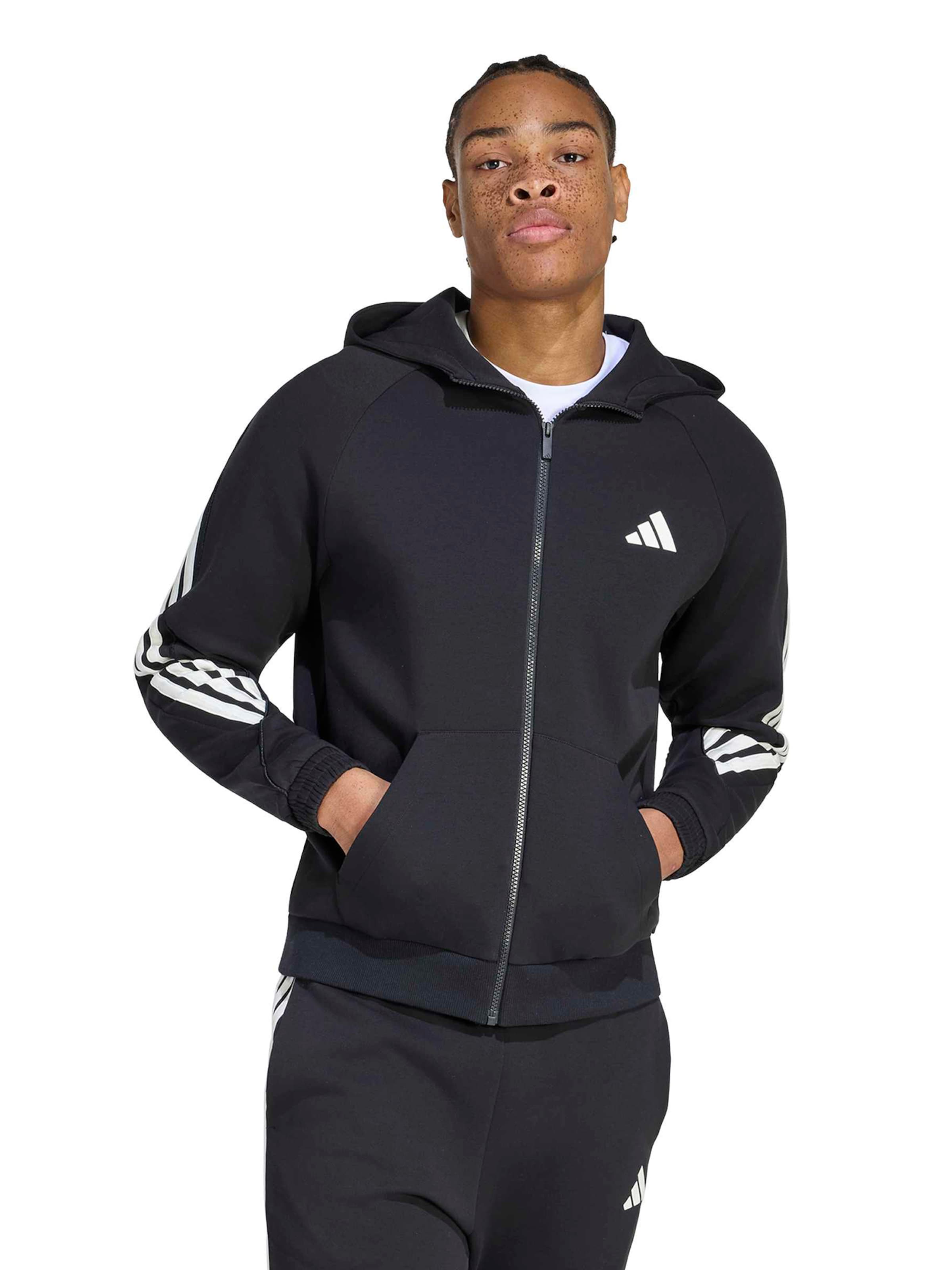 ADIDAS SPORTSWEAR Sports sweat jacket 'STA' in Black: front