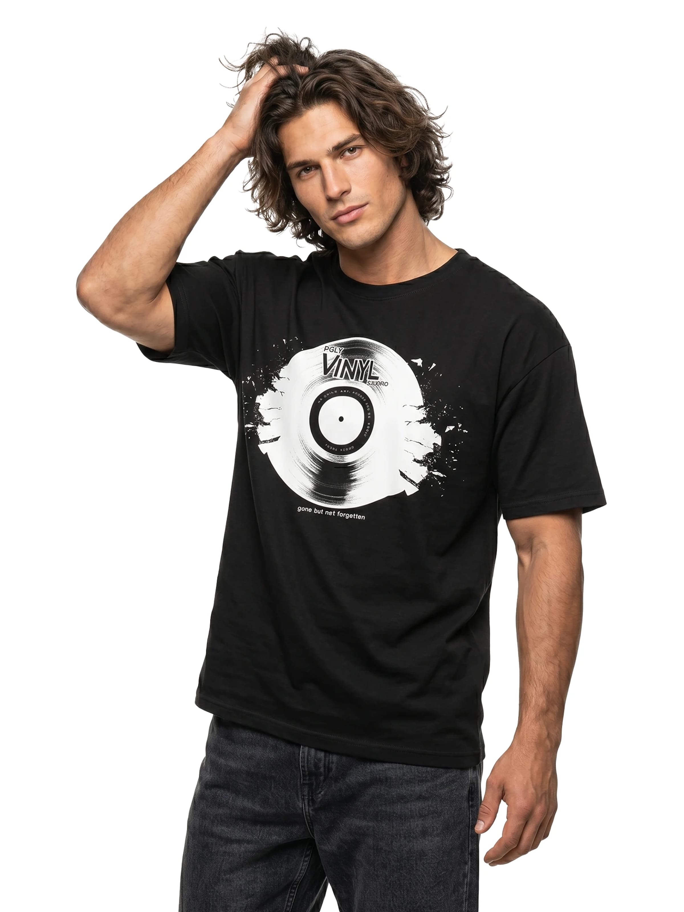 MAKAYA Shirt 'Vinyl' in Black