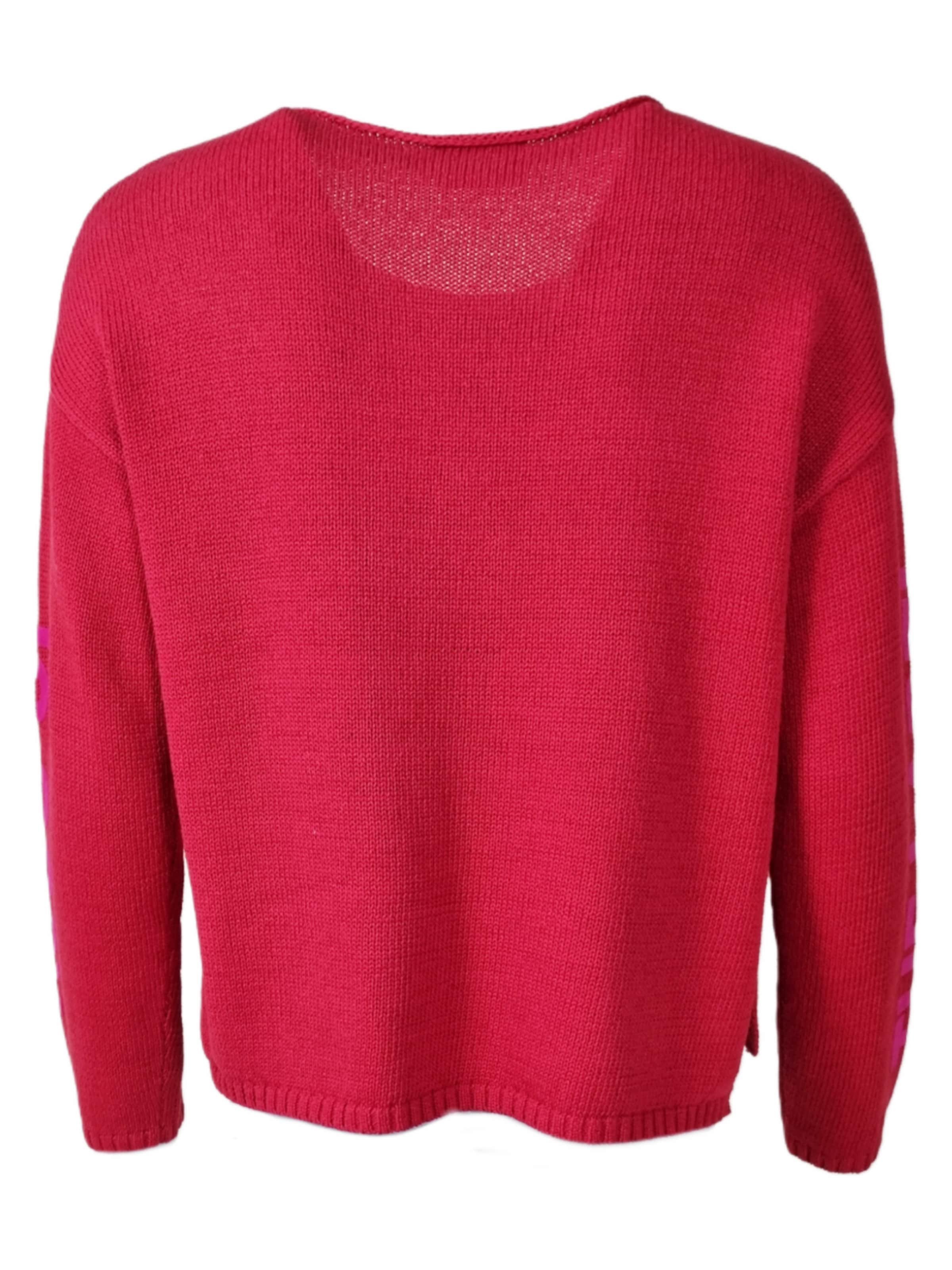 Pullover 'Strickpullover mit Flockschrift und Ziernaht' di LIKS. Munich in rosa