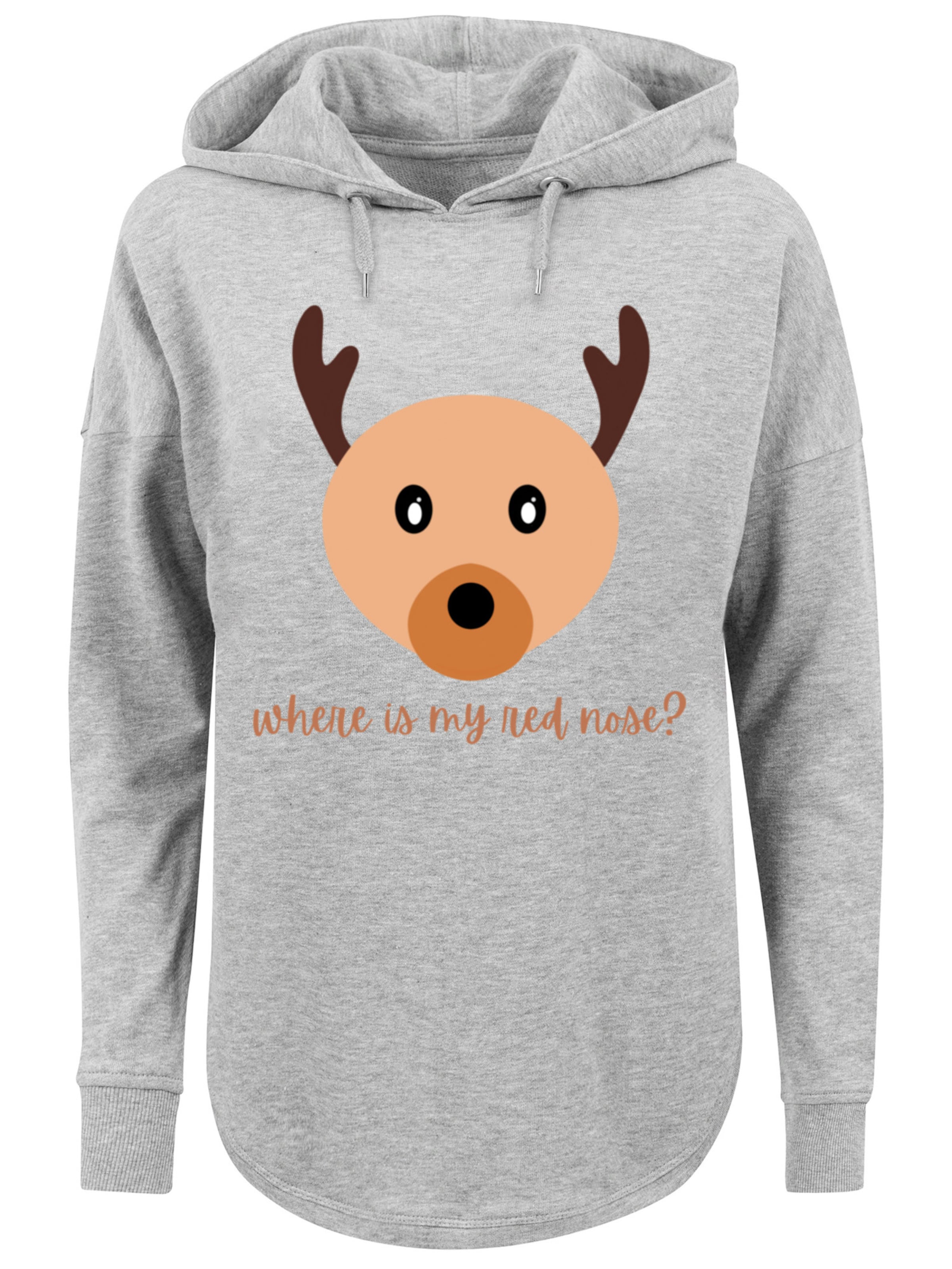 Sweat-shirt 'Red Nose Weihnachten' F4NT4STIC en gris : devant