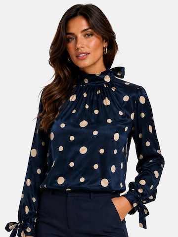 REGINA FASHION Bluzka 'Blouse with Standing collar print' w kolorze niebieski