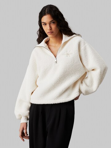 Calvin Klein Jeans Sweatshirt in Wit: voorkant