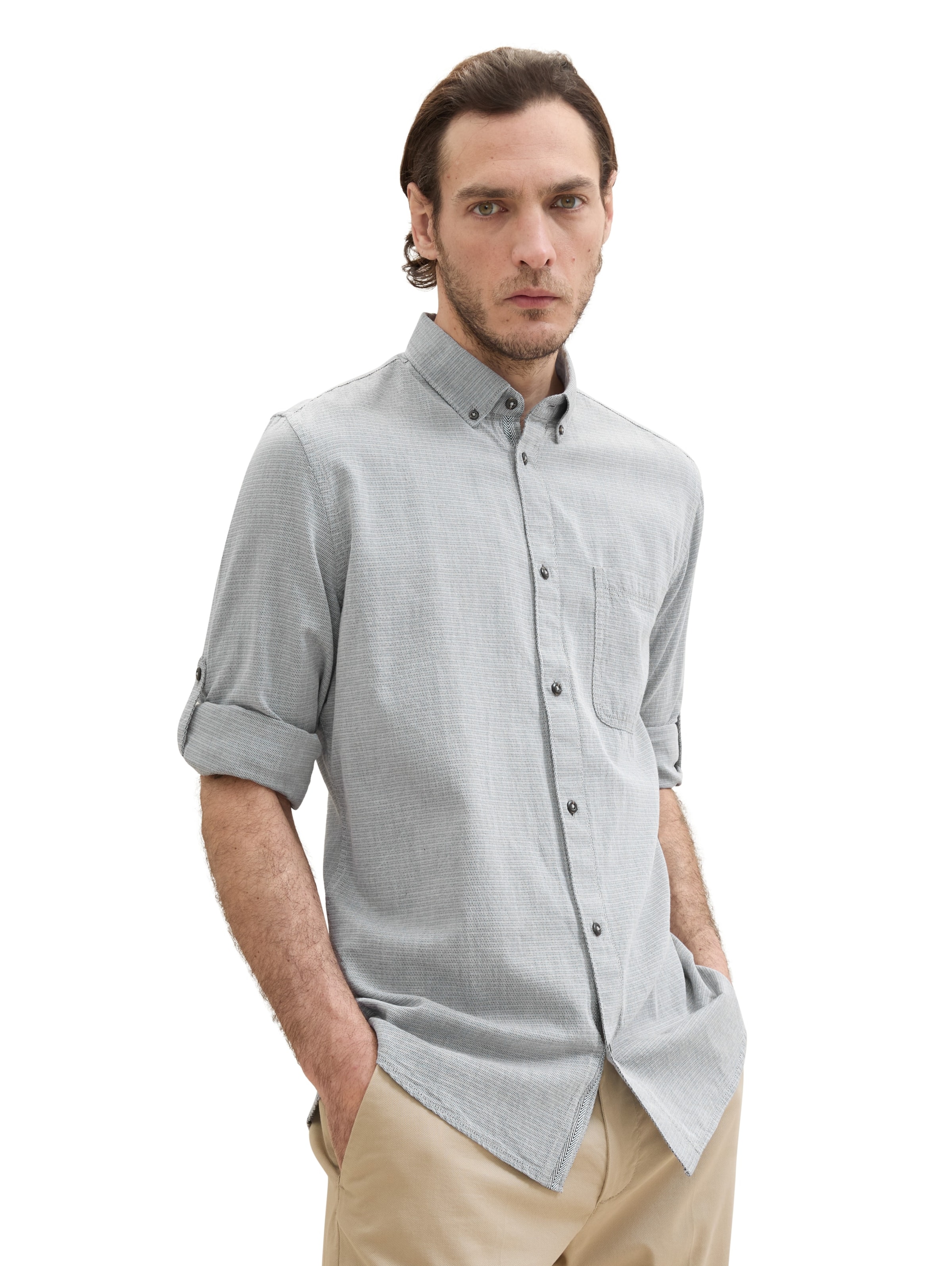 TOM TAILOR Slim Fit Hemd in Grau