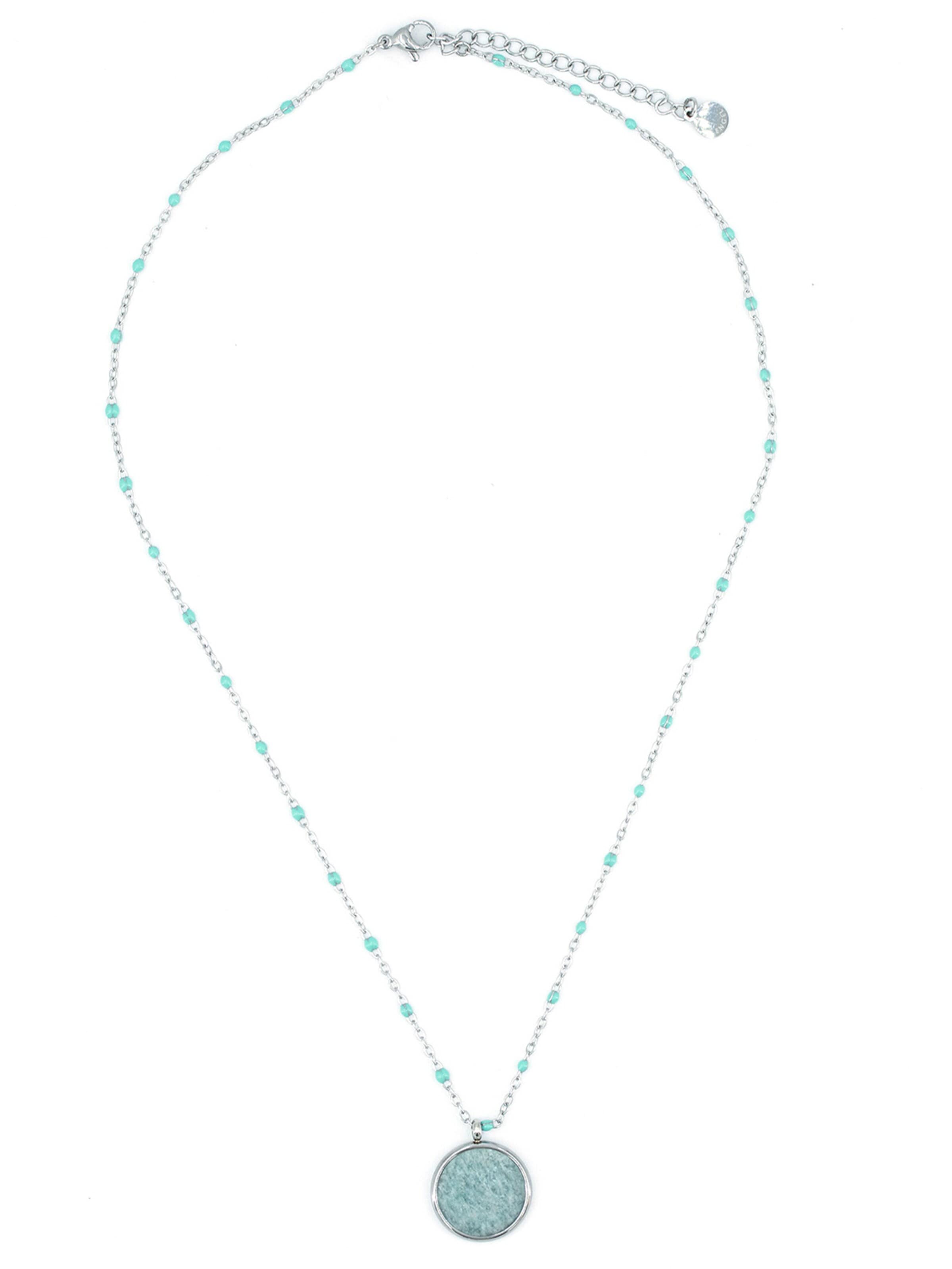 Sergio Engel Necklace 'Beach Kette 03 Farbig akzentuierte Edelstahlkette mit Natursteinanhänger' in Green: front