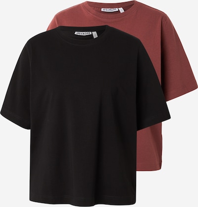 WEEKDAY Majica u hrđavo smeđa / crna, Pregled proizvoda