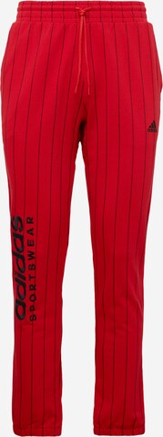 ADIDAS SPORTSWEAR Slimfit Spodnie sportowe 'Pinstripe Fleece' w kolorze czerwony: przód